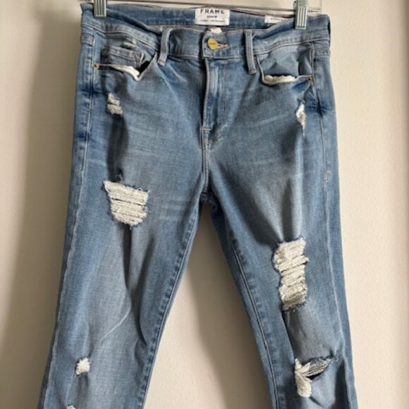 FRAME Denim Le Skinny de Jeanne Highgate Distressed Jeans size 28 - Picture 5 of 9